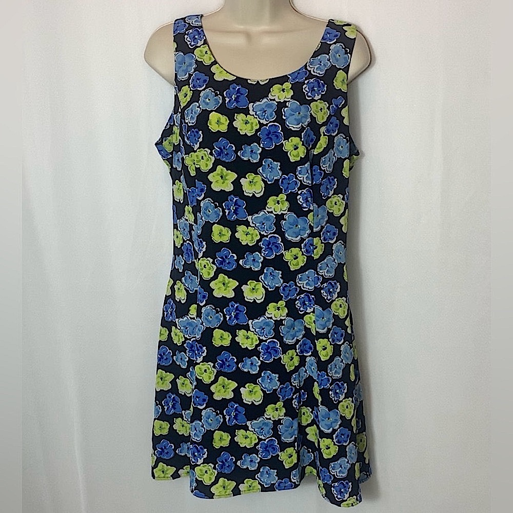 Jonathan Martin Blue and Green Floral Dress